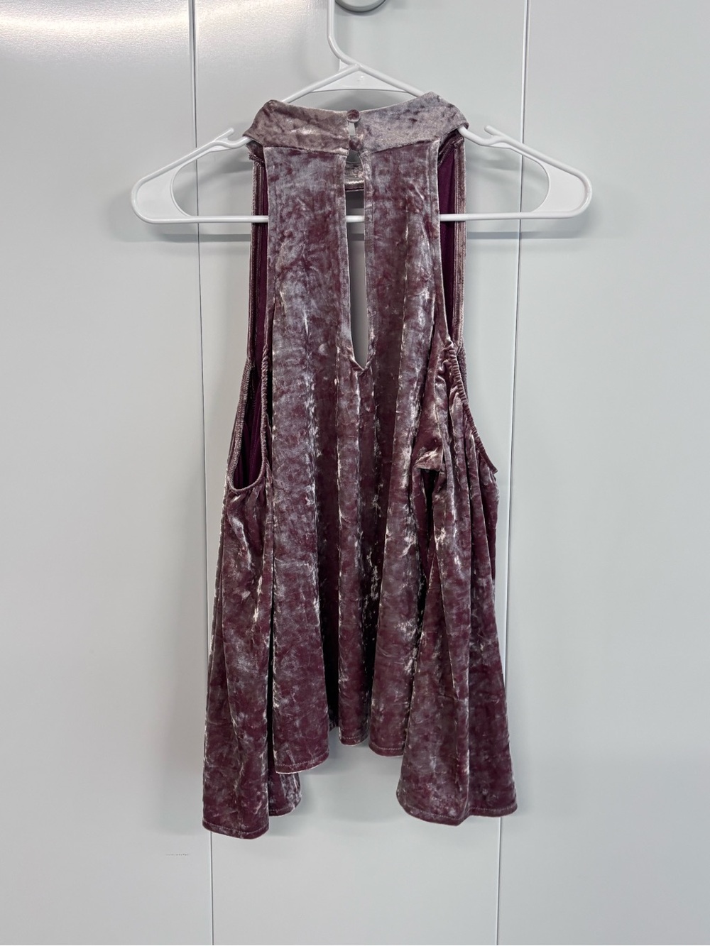 American Eagle Purple Velvet Choker Top Small S Halter Bell Long Sleeve Shimmer - Picture 5 of 9